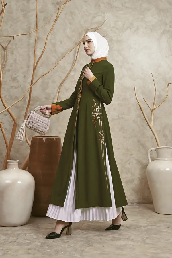 Long Coat Tenun Zunaira- Hijau